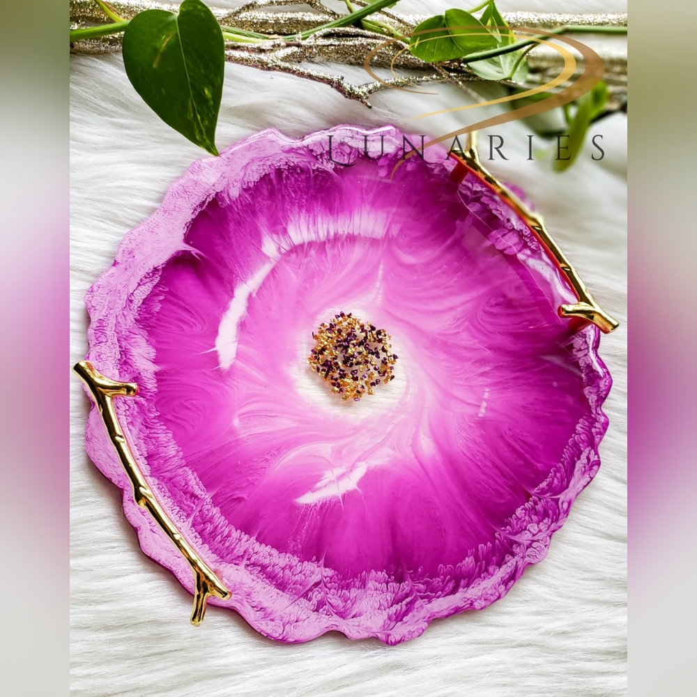 Resin Round Vanity Tray, Cosmetic, Jewelry, Candle, Handmade